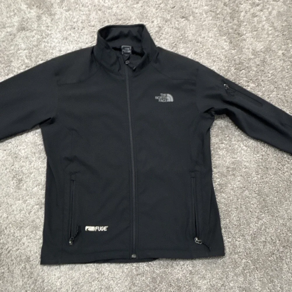 The North Face Black Softshell Jacket Full Zip Stand-Up Collar Mid-Length Men's